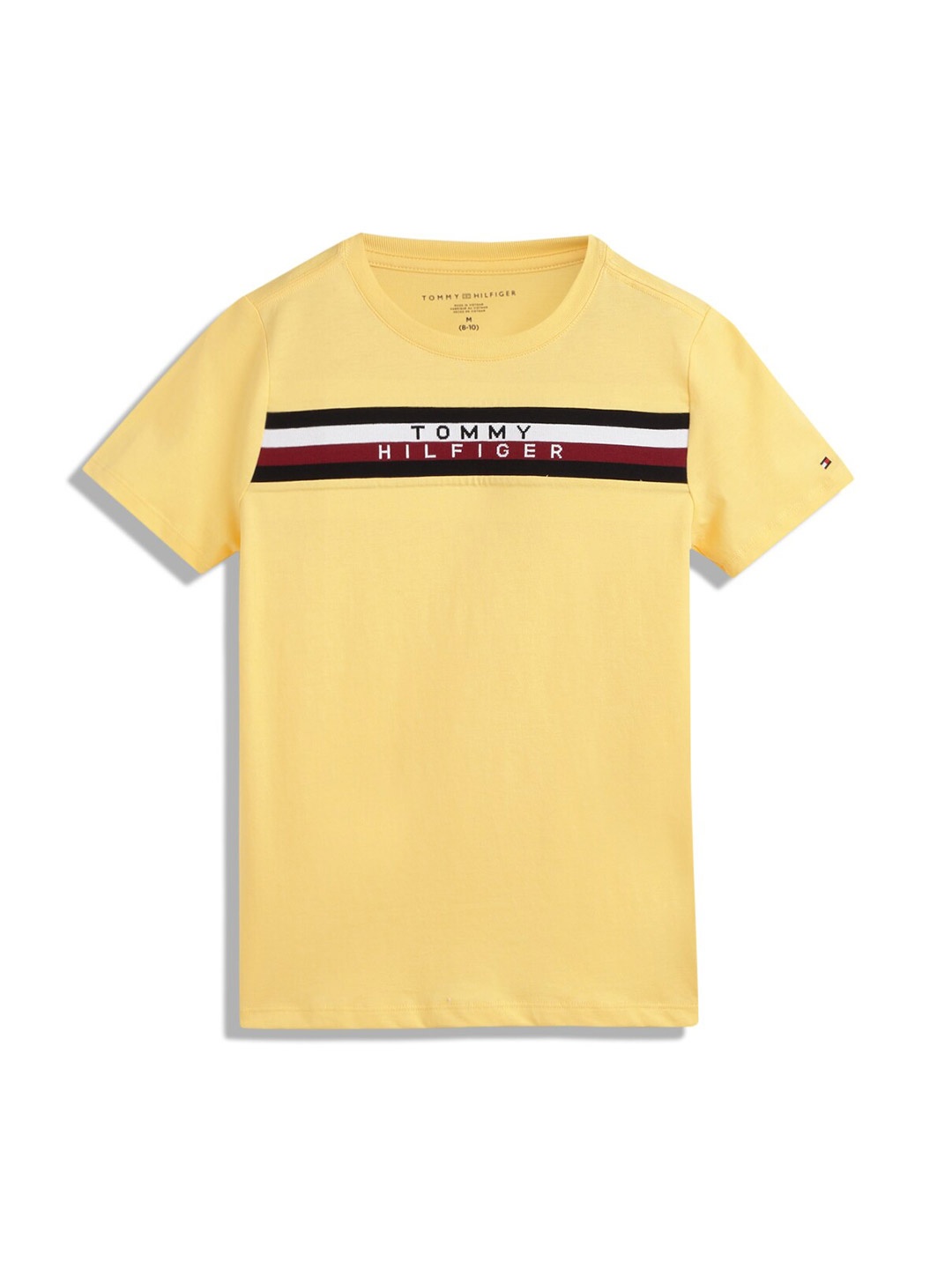 

Tommy Hilfiger Boys Stripes Round Neck Cotton T-shirt, Yellow