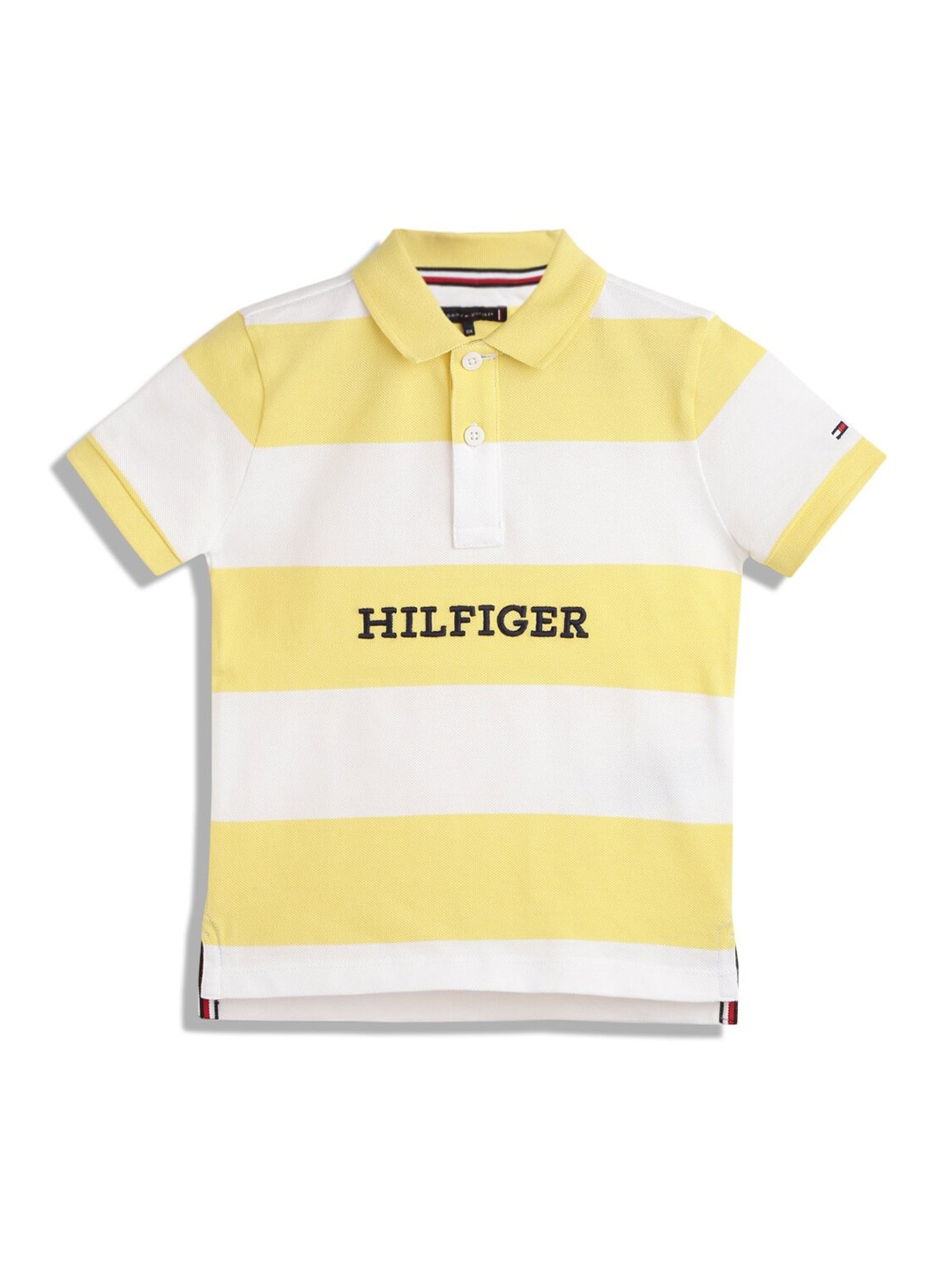 

Tommy Hilfiger Boys Striped Polo Collar Cotton T-shirt, Yellow