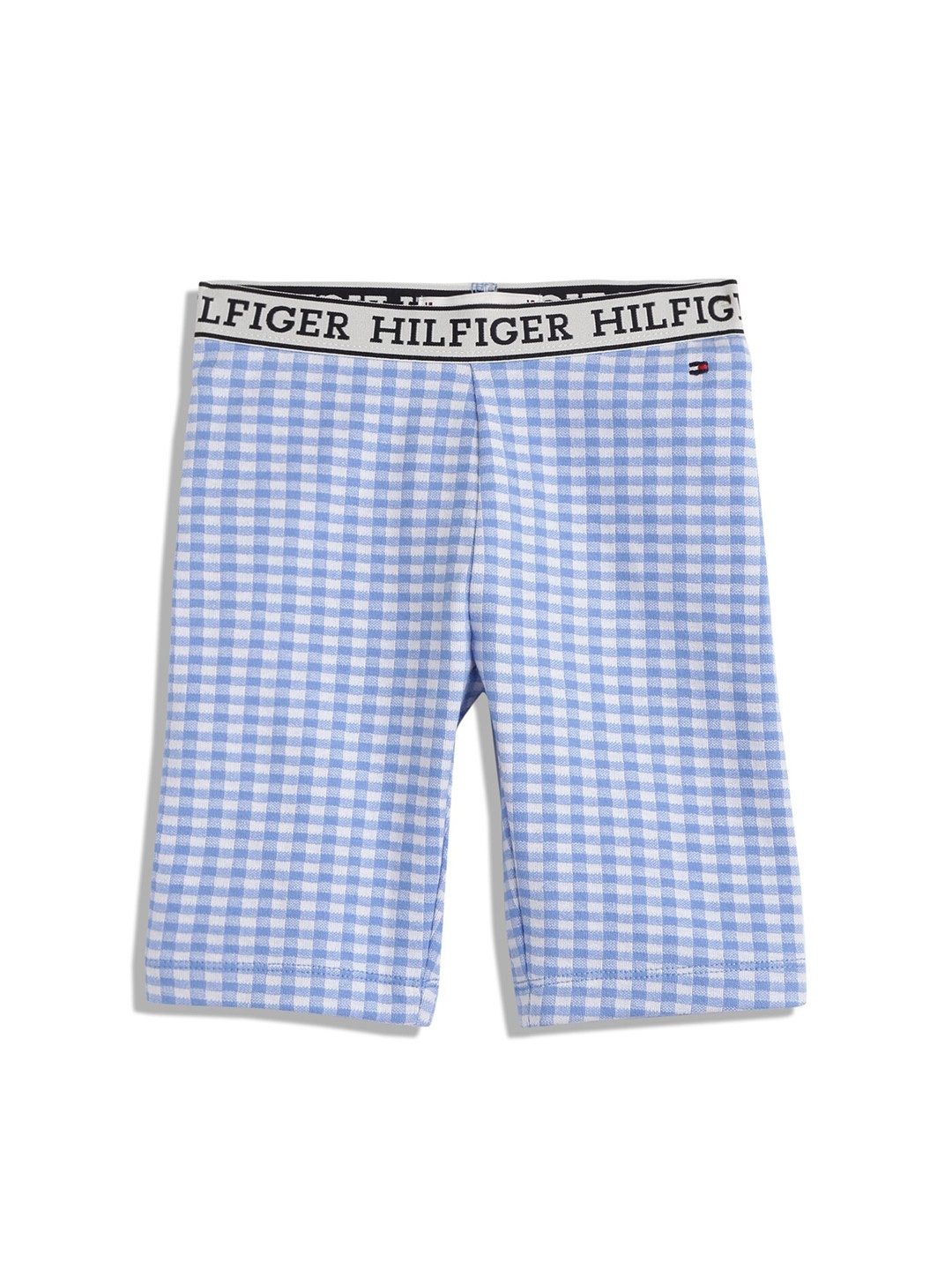 Tommy Hilfiger Girls Checked Mid-Rise Shorts, Blue