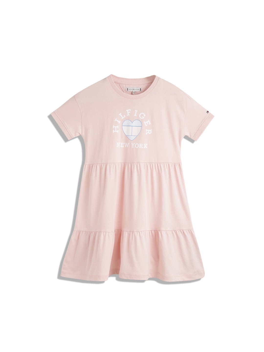 

Tommy Hilfiger Girls Round Neck Tiered A-Line Dress, Pink