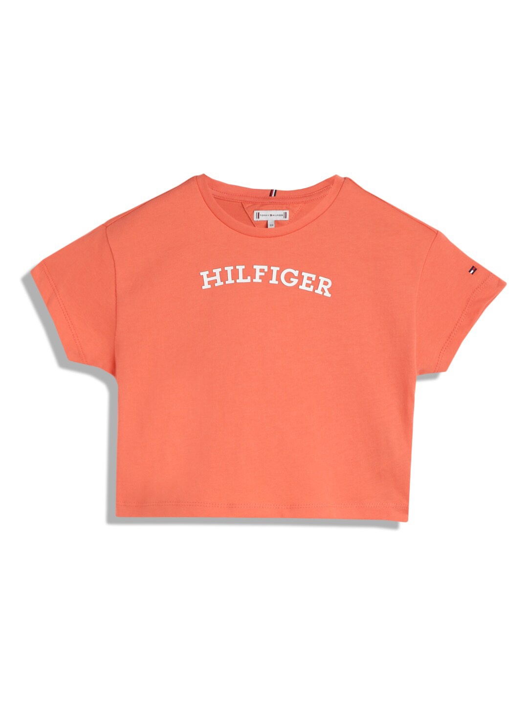 

Tommy Hilfiger Girls Cotton Printed V-Neck Raw Edge T-shirt, Red