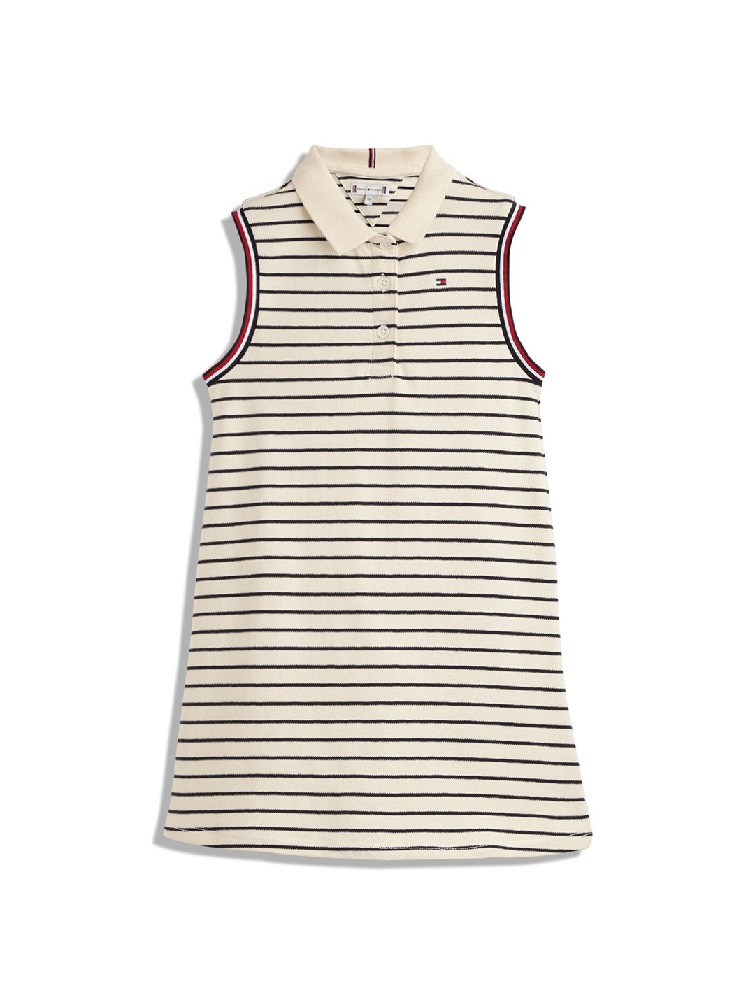 

Tommy Hilfiger Girls Shirt Collar Striped A-Line Dress, Beige