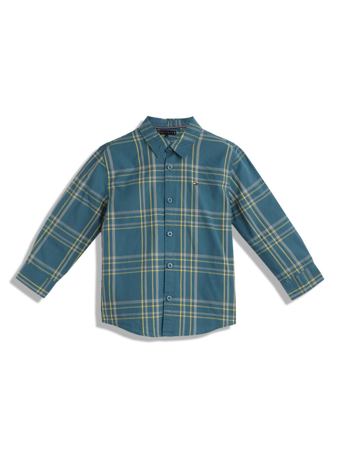 

Tommy Hilfiger Boys Tartan Checked Cotton Regular Fit Opaque Casual Shirt, Blue