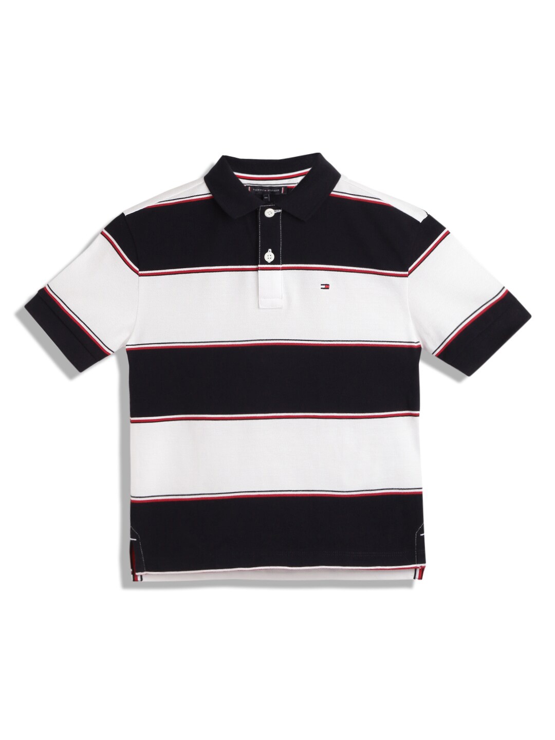 

Tommy Hilfiger Boys Cotton Striped Polo Collar Pockets T-shirt, Blue