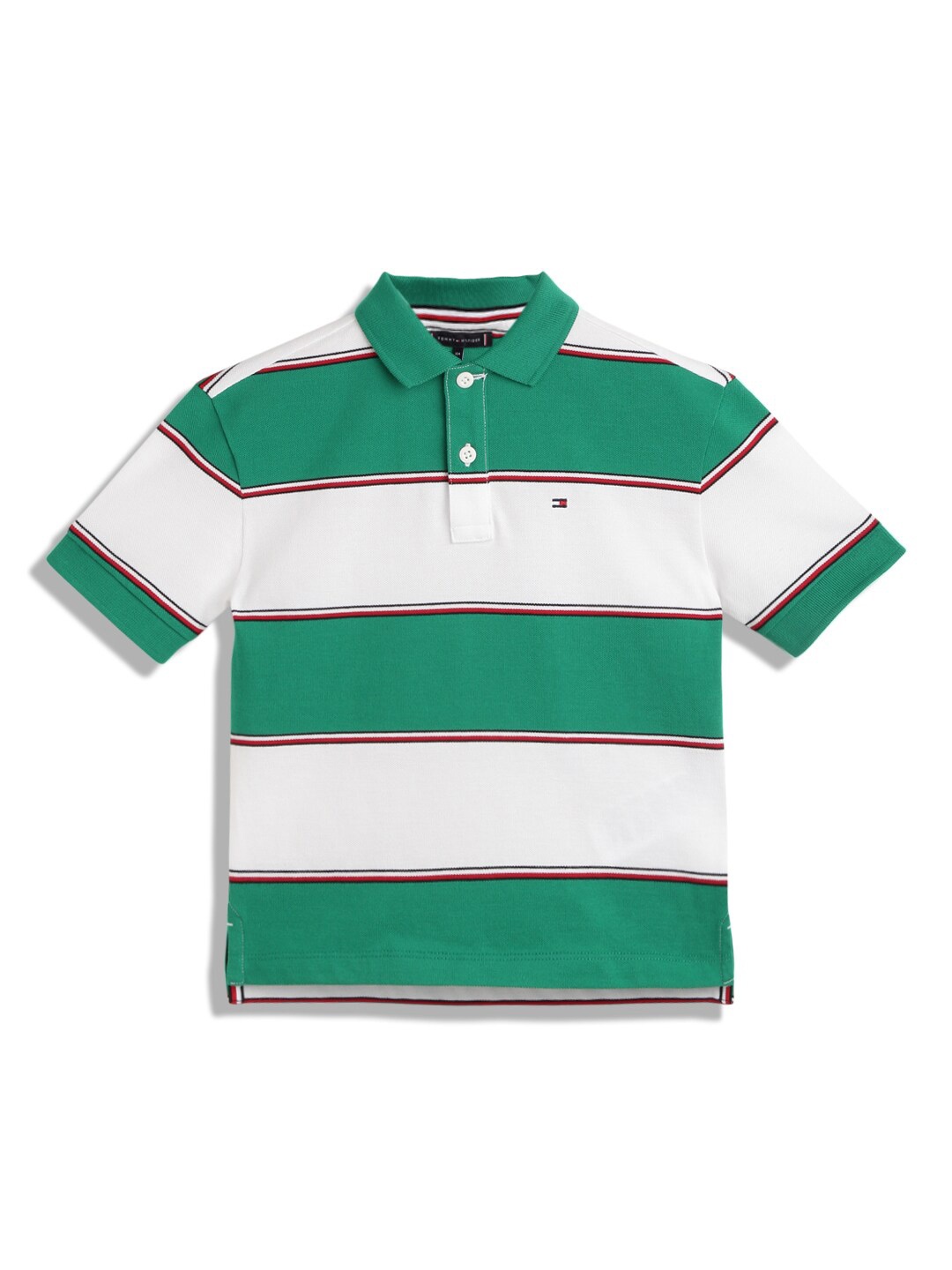 

Tommy Hilfiger Boys Striped Polo Collar Short Sleeves Regular T-shirt, Green