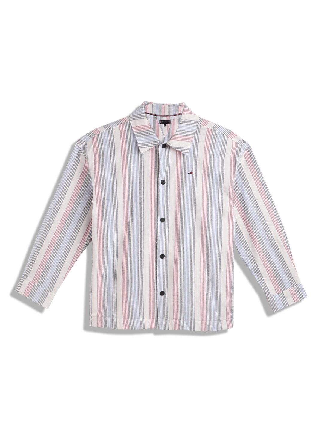 

Tommy Hilfiger Boys spread collar Multi Stripes Opaque Striped Cotton Casual Shirt