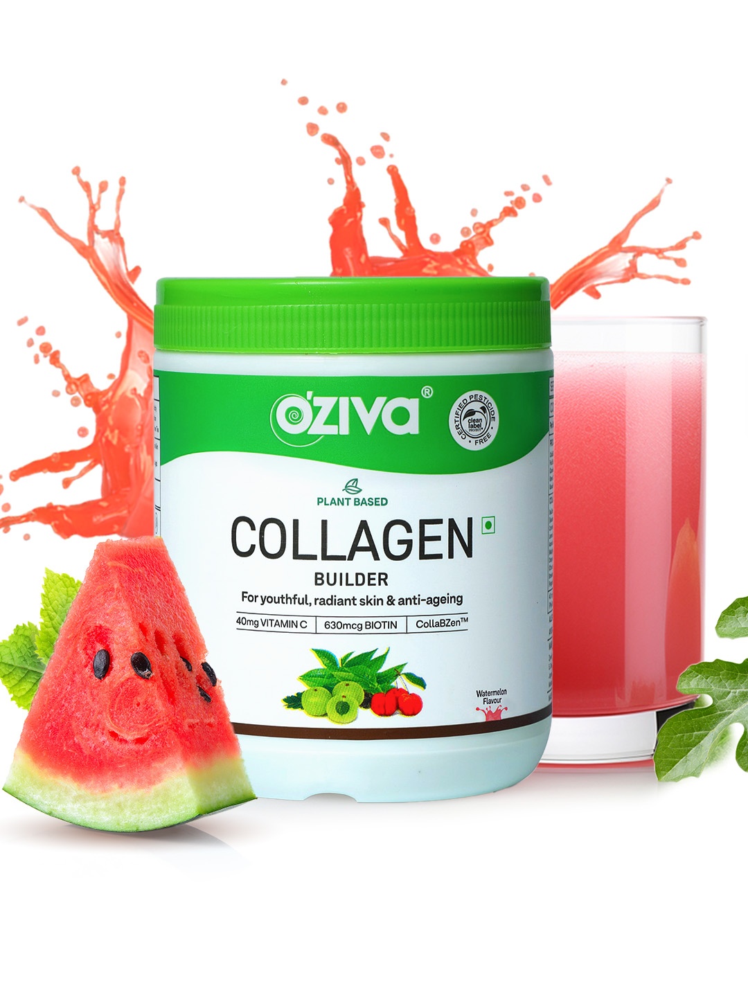 

OZiva Plant Based Collagen Builder Powder with Biotin & Vitamin C - 125 g, Green