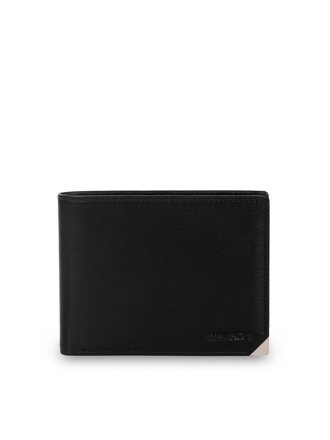 

MAI SOLI Men Leather Two Fold Wallet, Black