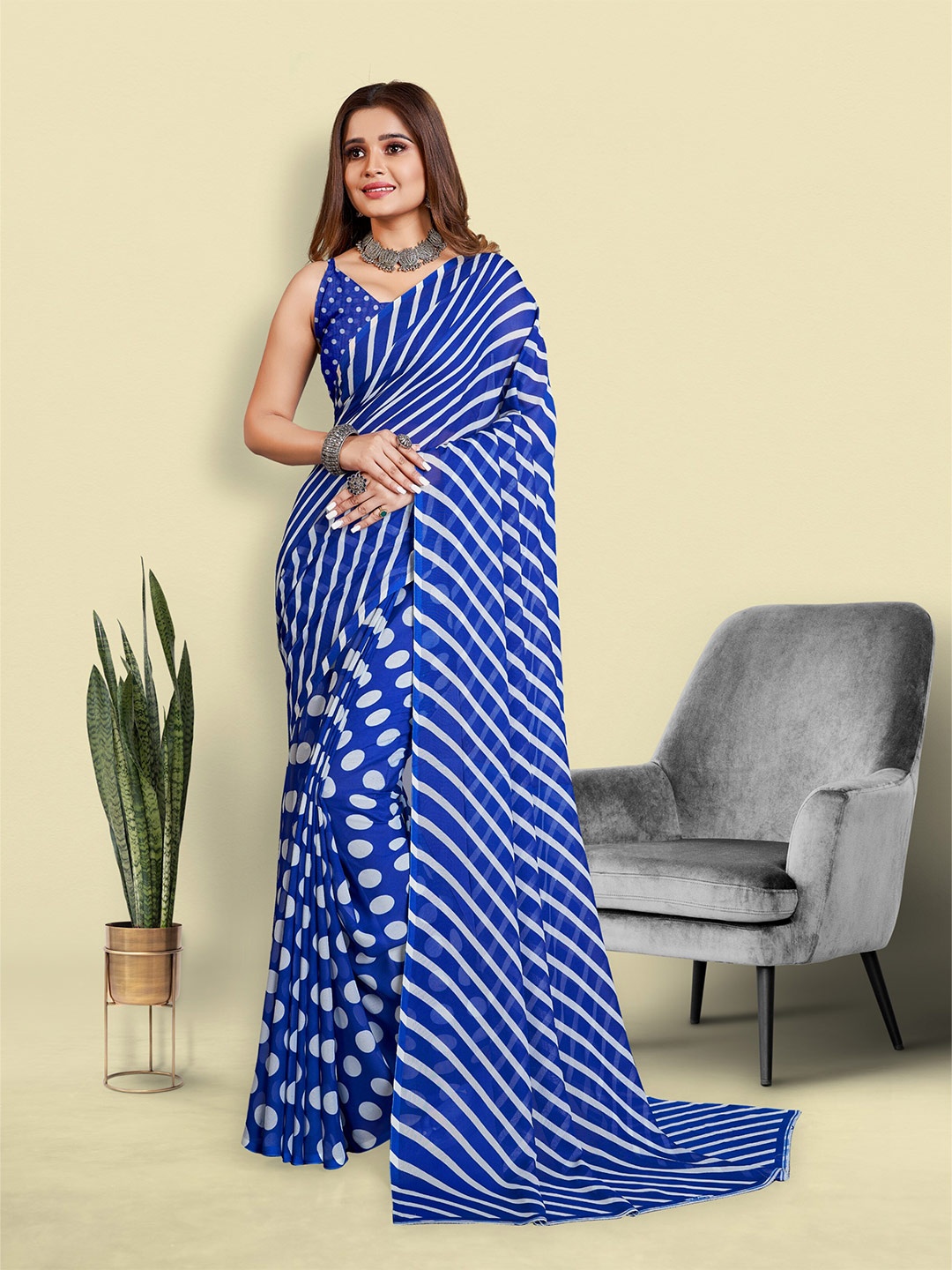 

bansari textiles Leheriya Woven Design Pure Georgette Saree, Blue