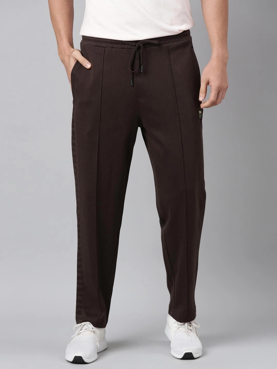 

FILA Men Regular Fit Cotton Track Pants, Brown