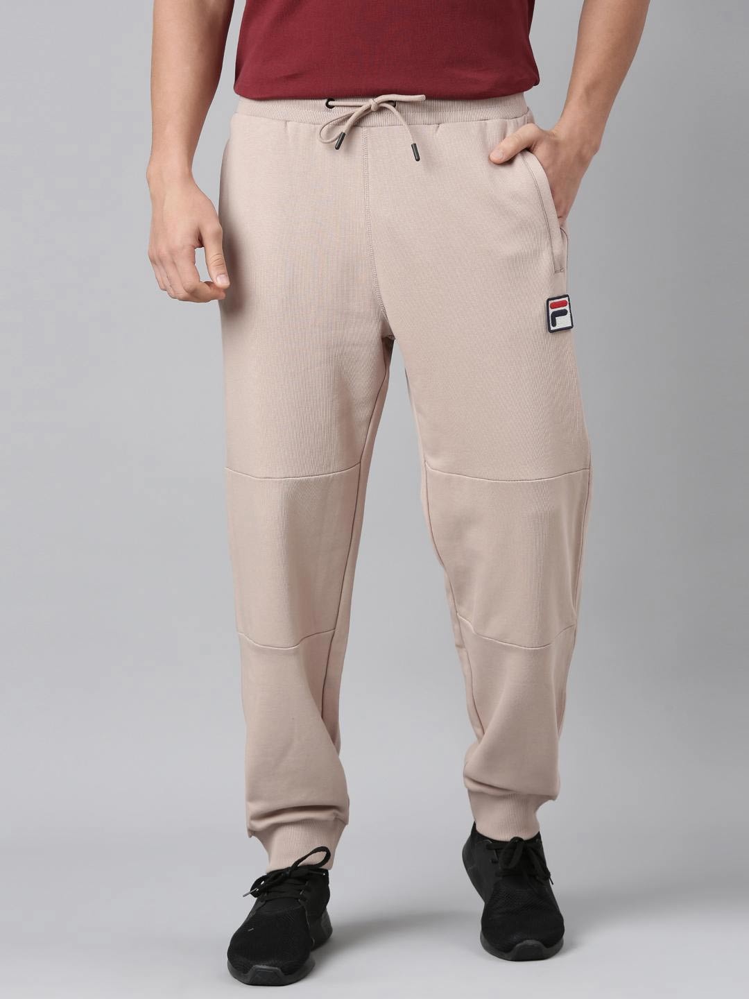 

FILA Men Regular Fit Cotton Joggers, Peach