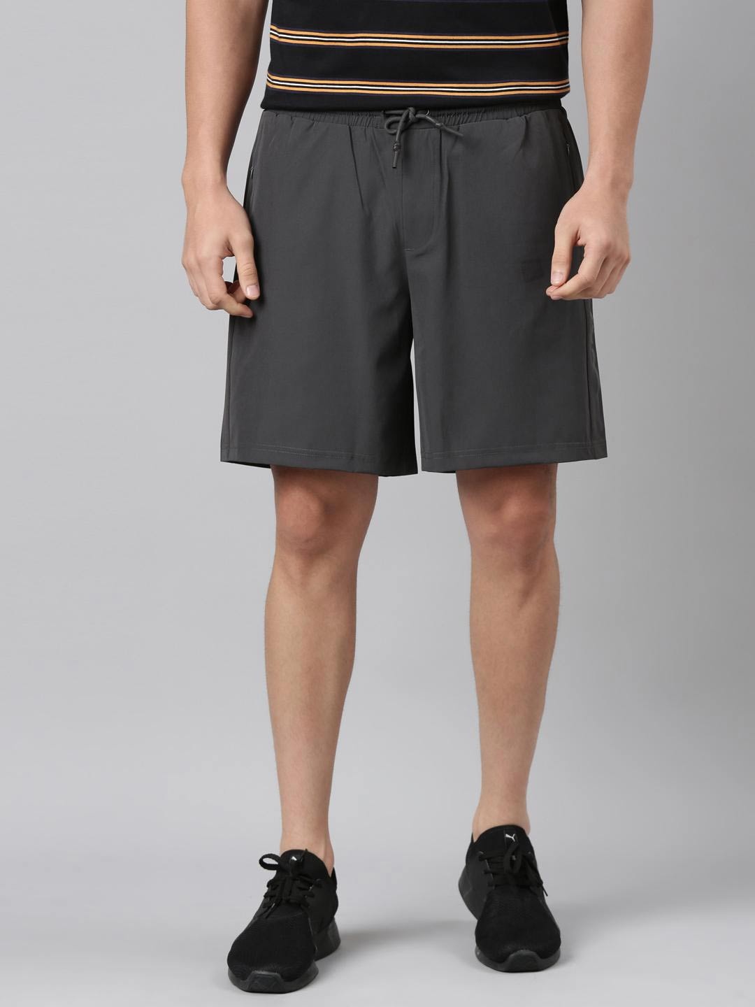 

FILA Men Mid-Rise Cotton Sports Shorts, Grey