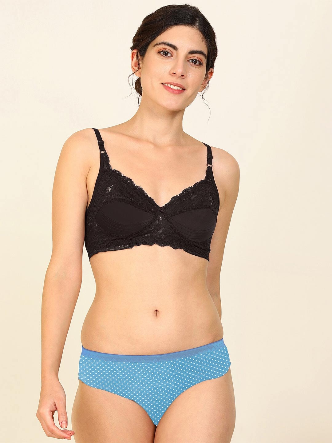 

Aamarsh Self-Design Cotton Bra With Briefs, Blue