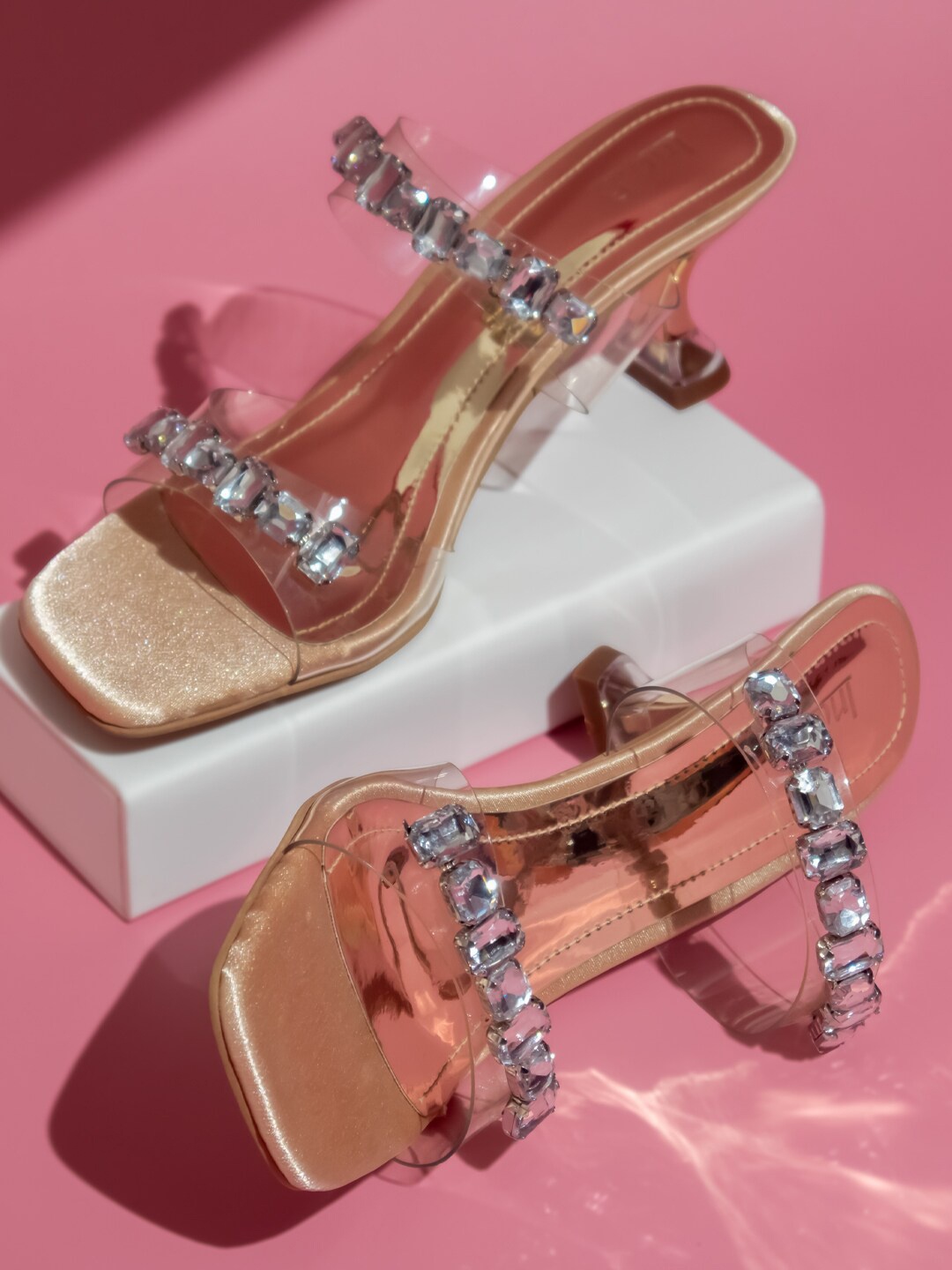 

Inc 5 Embellished Open Toe Kitten Heels, Gold