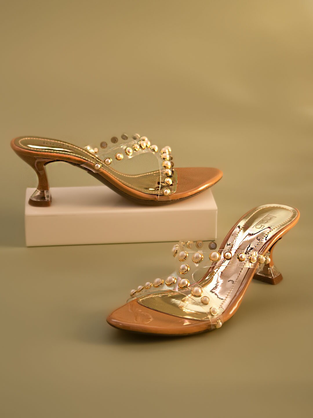

Inc 5 Embellished Open Toe Kitten Heels, Beige