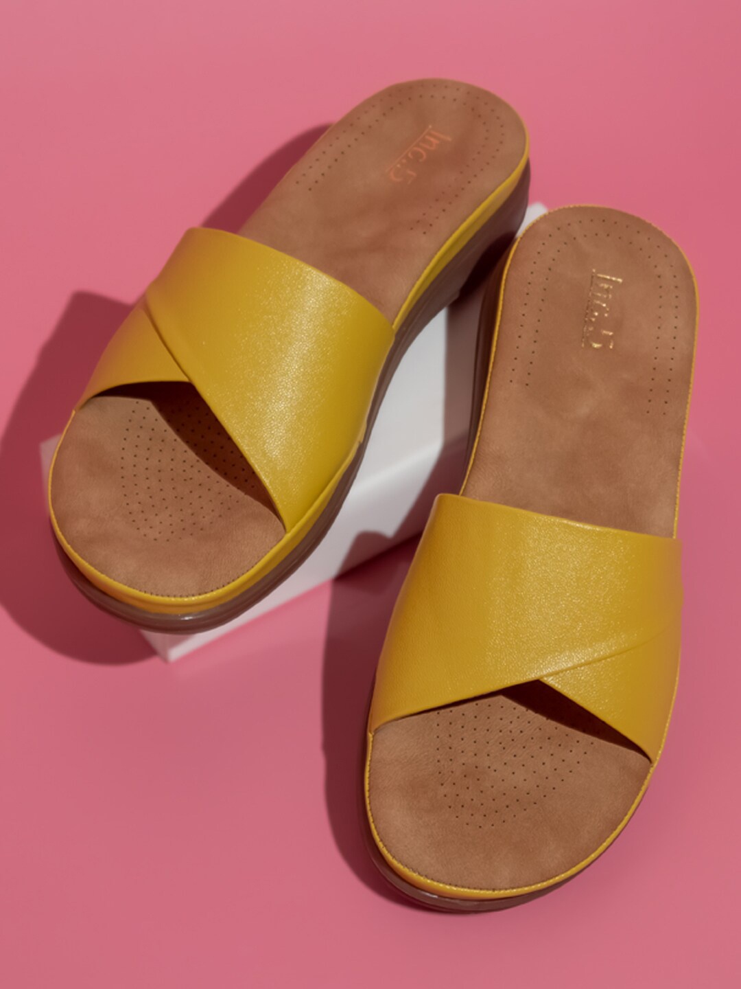 

Inc 5 Open Toe Comfort Heels, Yellow