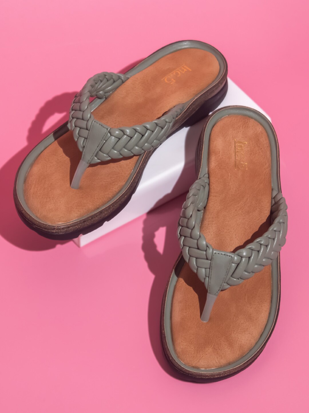 

Inc 5 Textured Open Toe Comfort Heels, Green