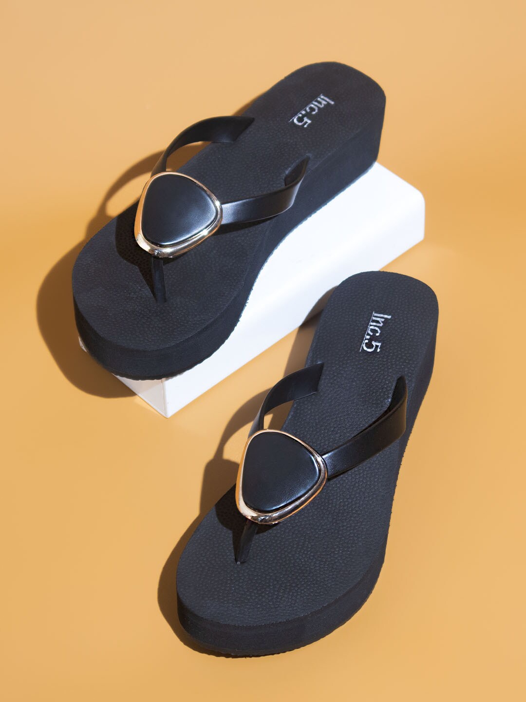 

Inc 5 Open Toe Wedge Heels, Black