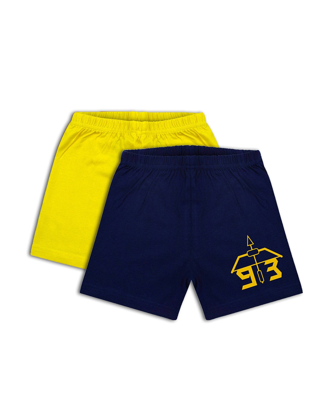 

CoolTees4U Pack Of 2 Boys Graphic Printed Cotton Shorts, Yellow