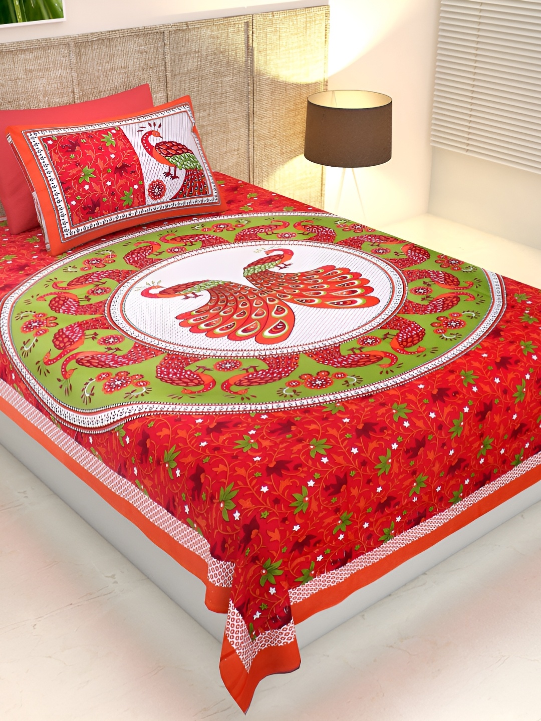 

UBANIA COLLECTION Red 144 TC Single Bedsheet with 2 Pillow Covers