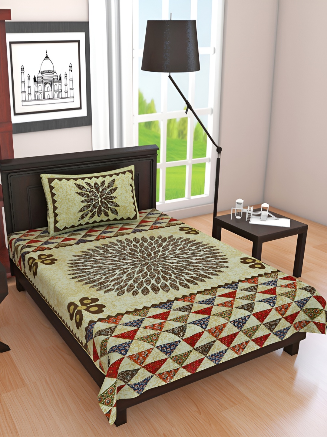 

UBANIA COLLECTION Green 144 TC Single Bedsheet with 2 Pillow Covers
