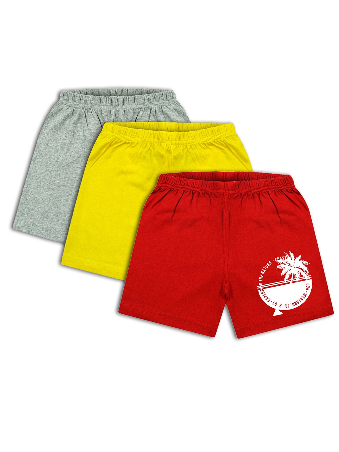 

CoolTees4U Pack Of 3 Boys Graphic Printed Cotton Shorts, Grey