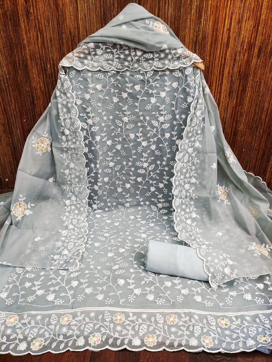 

ZEEPKART Embroidered Unstitched Dress Material, Grey