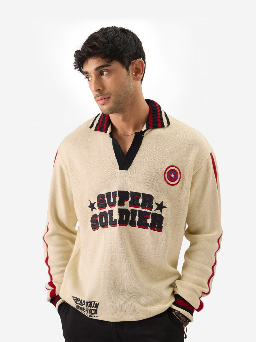 

The Souled Store Beige Captain America Printed Pure Acrylic Pullover