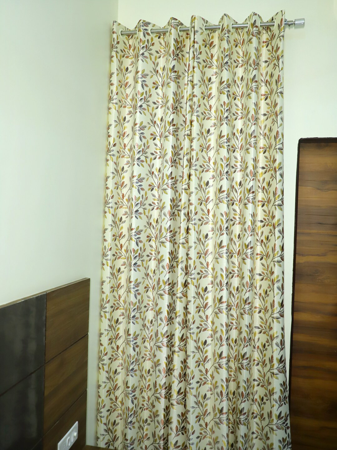 

KSHIRSA Coffee Brown & Cream Coloured Floral Long Door Curtain
