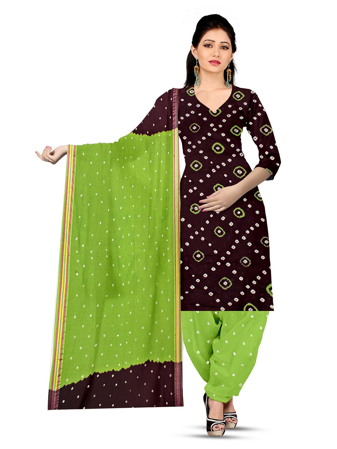 

ZEEPKART Bandhani Printed Unstitched Dress Material, Maroon
