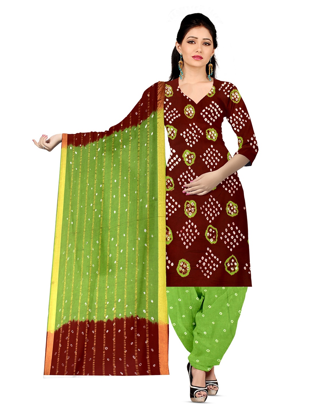 

ZEEPKART Bandhani Printed Unstitched Dress Material, Purple
