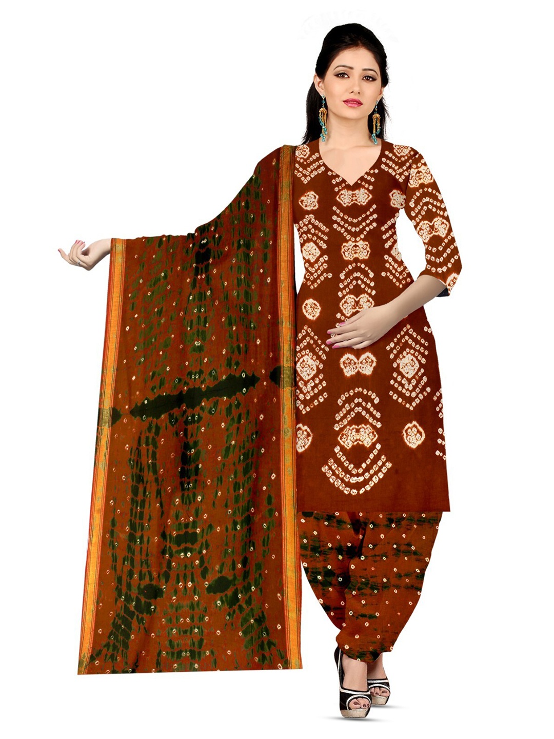 

ZEEPKART Bandhani Printed Unstitched Dress Material, Maroon