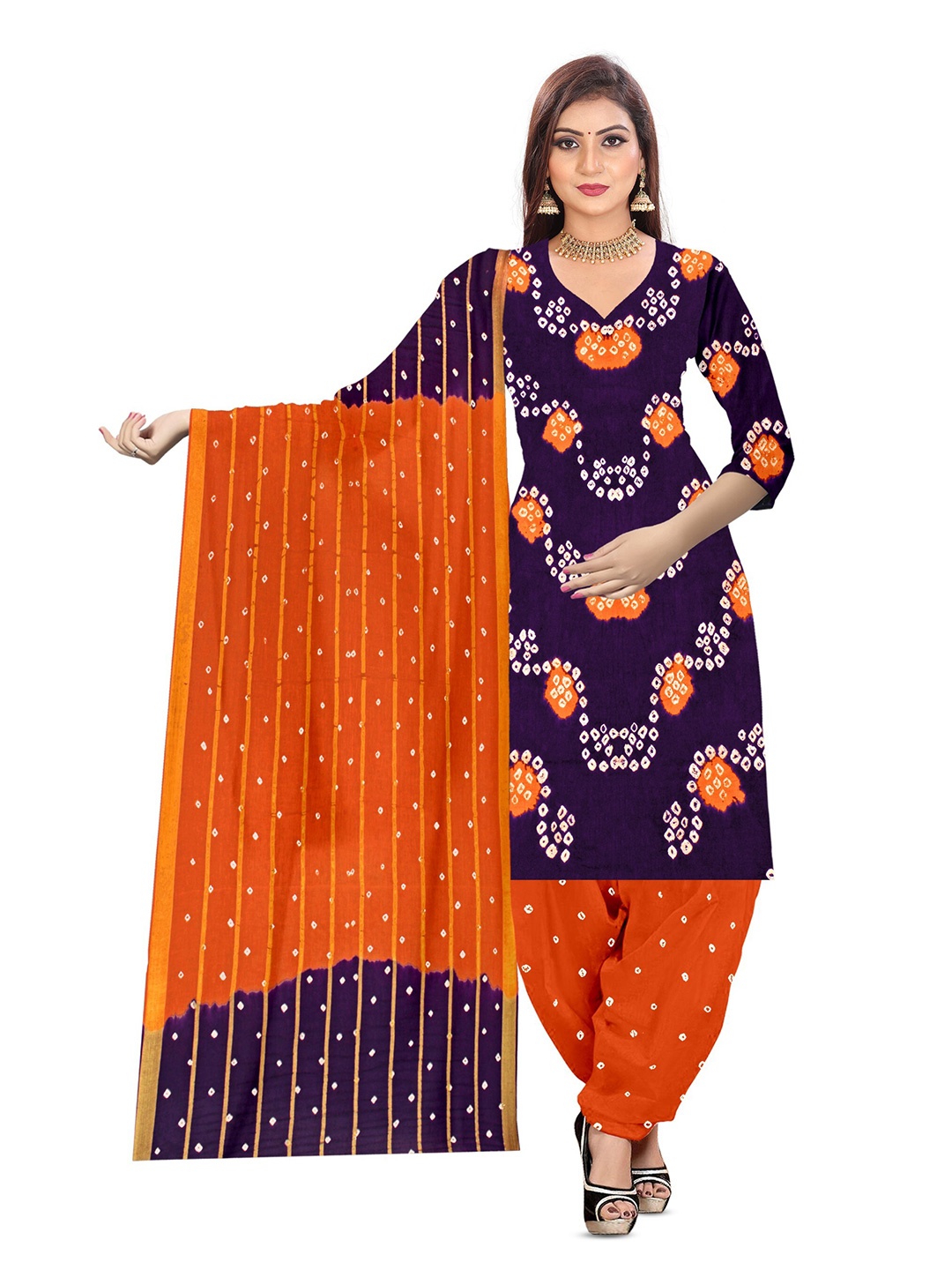 

ZEEPKART Bandhani Printed Unstitched Dress Material, Blue