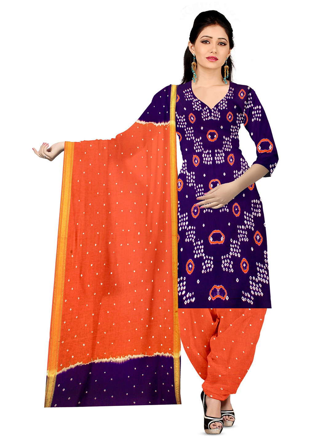 

ZEEPKART Bandhani Printed Unstitched Dress Material, Blue