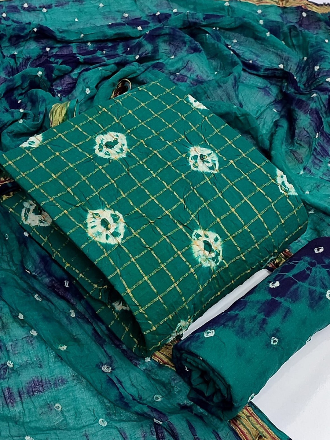 

ZEEPKART Bandhani Printed Unstitched Dress Material, Green