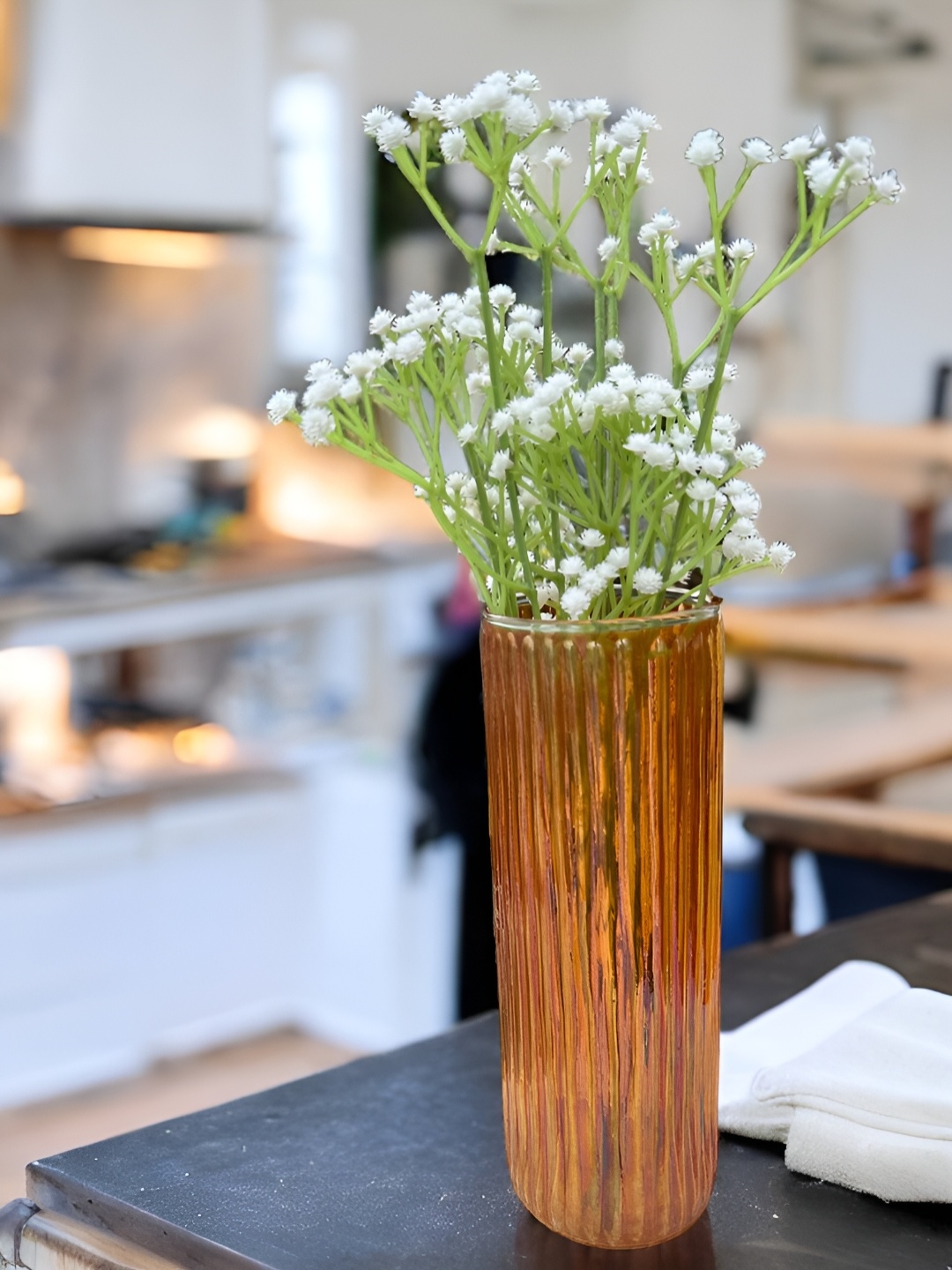 BS AMOR Orange Coloured Glass Vases With Flower