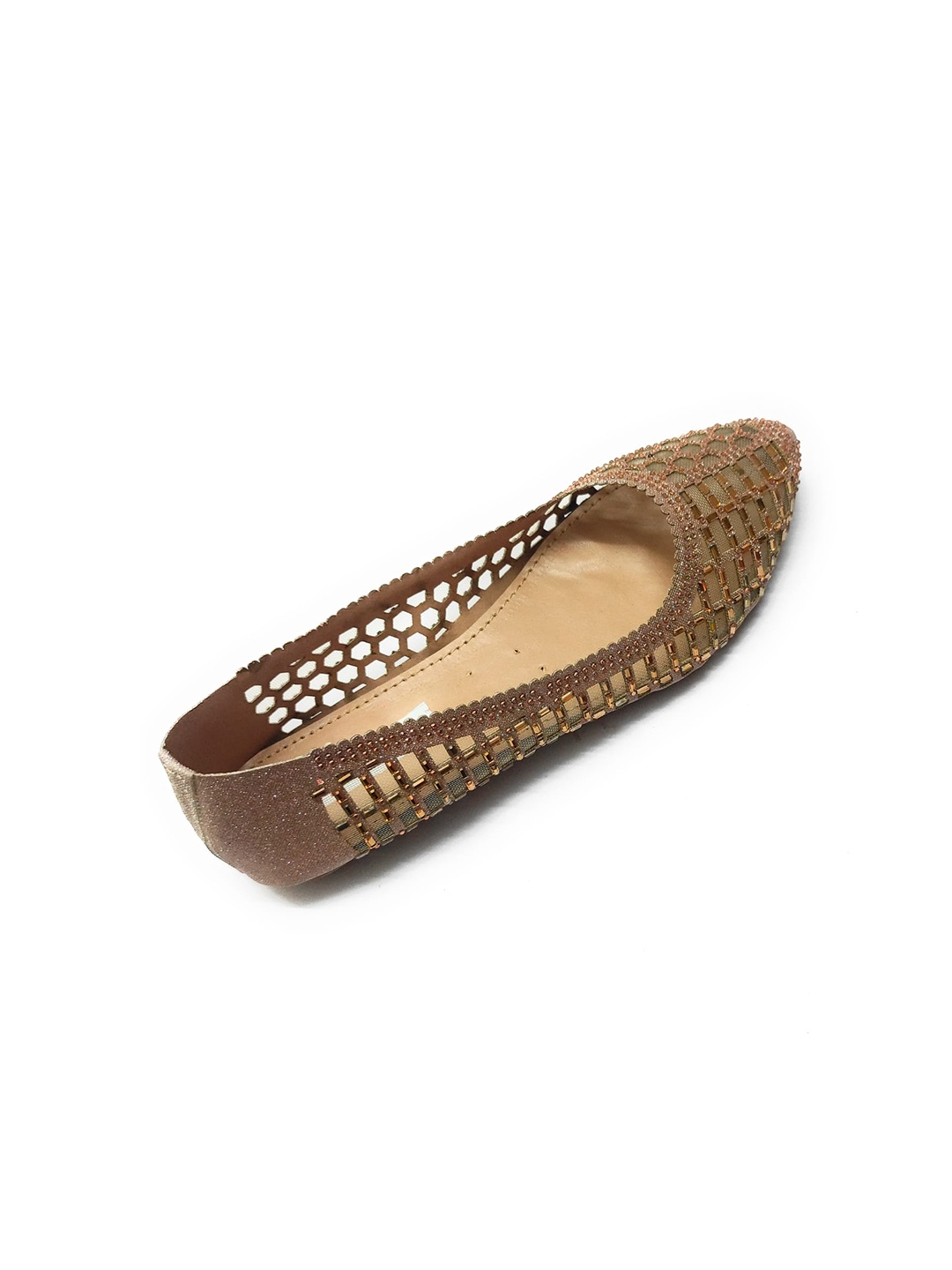

Ta Chic Embellished Pointed Toe Ballerinas, Rose gold