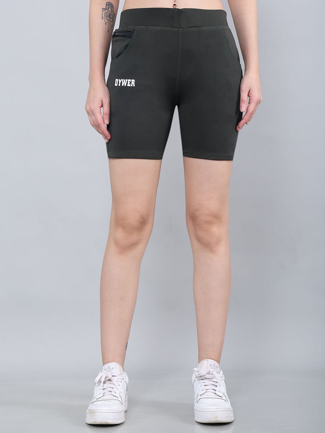 

BAESD Girls Slim Fit Stretchable Training Or Gym Sports Shorts, Olive