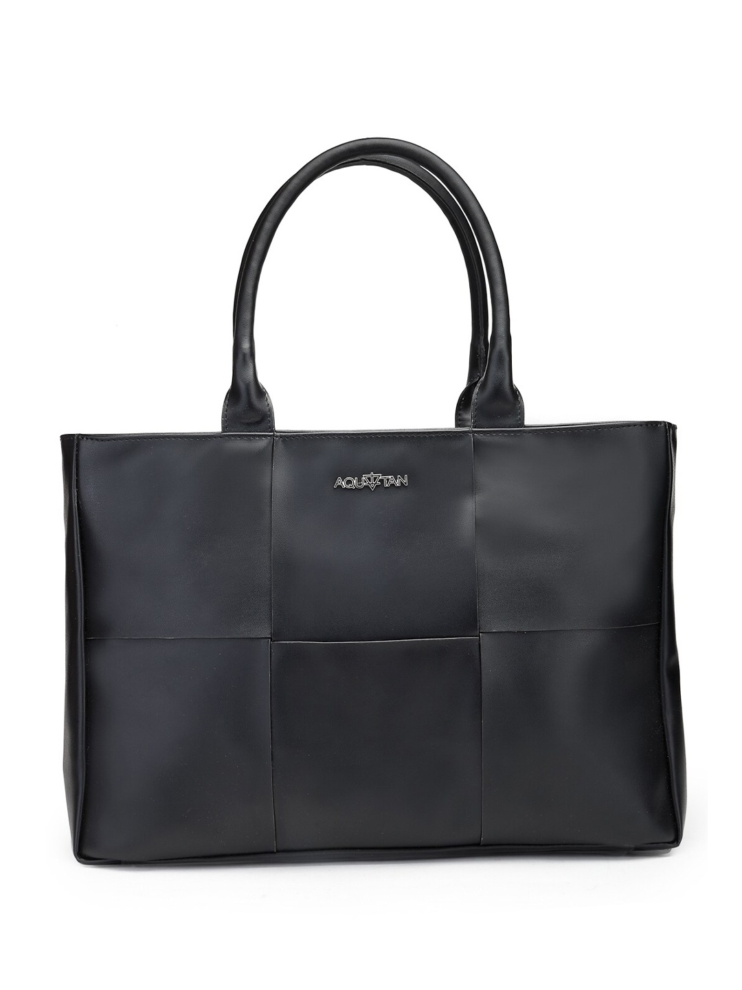 

AQUATAN Structured Vegan Leather Tote Bag, Black