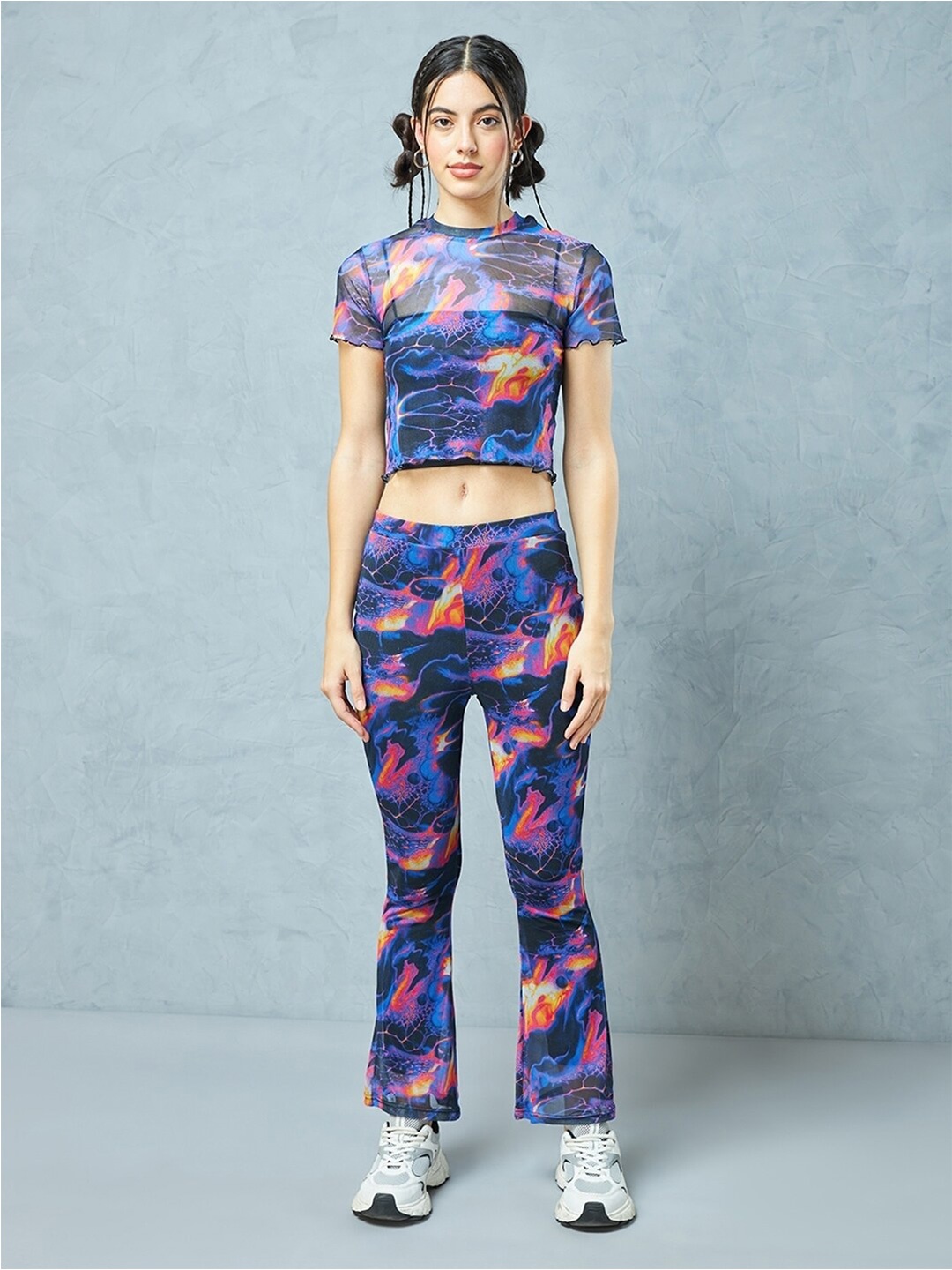 

Bewakoof Air 1.0 Women All Over Printed Co-Ordinates, Blue