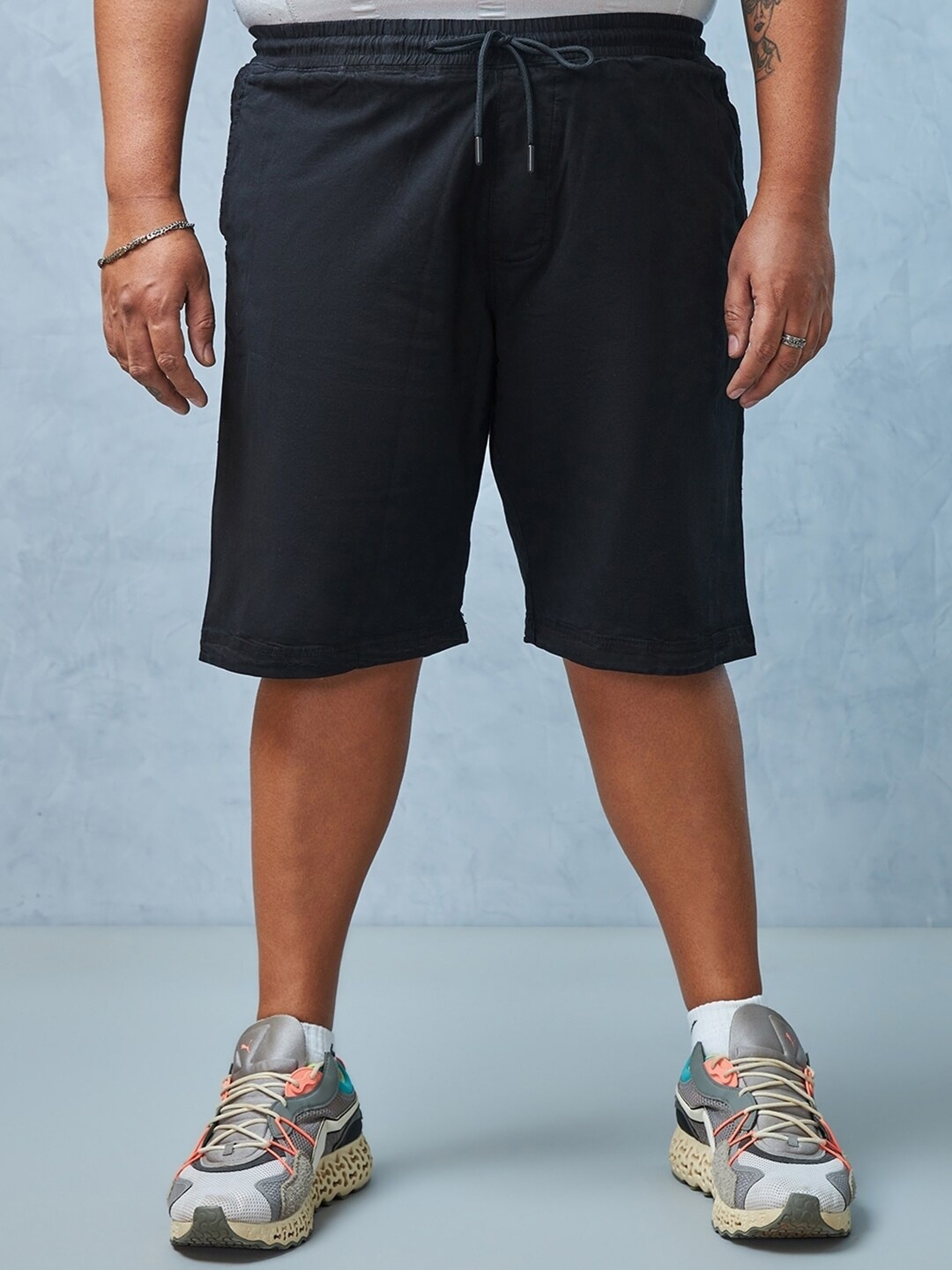 

Bewakoof Men Plus Size Shorts, Black