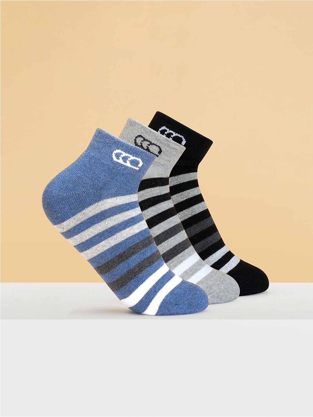 

Ajile by Pantaloons Men Pack Of 3 Striped Ankle-Length Socks, Blue