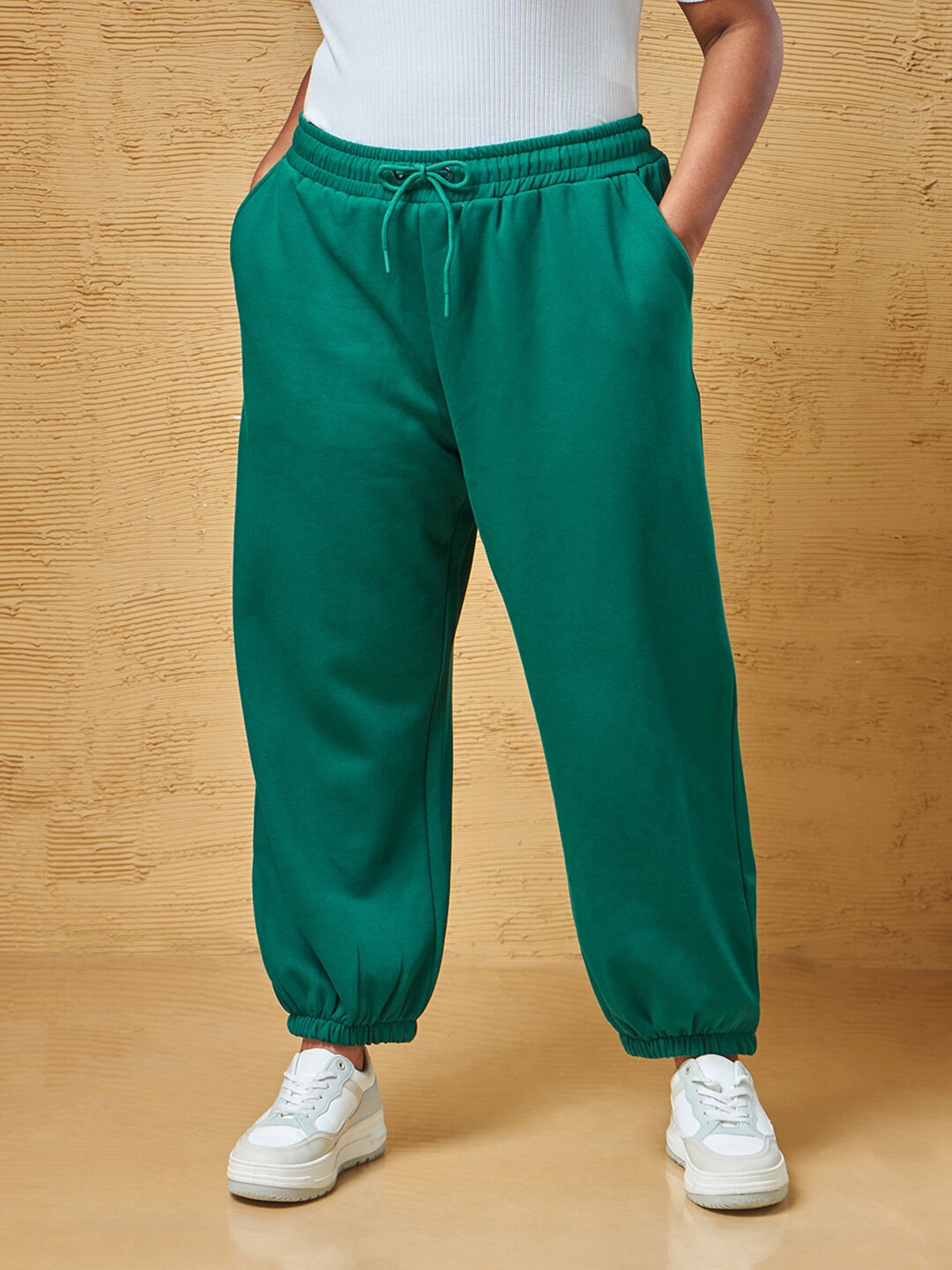 

Bewakoof Heavy Duty 1.0 Women Super Loose Fit Plus Size Joggers, Green