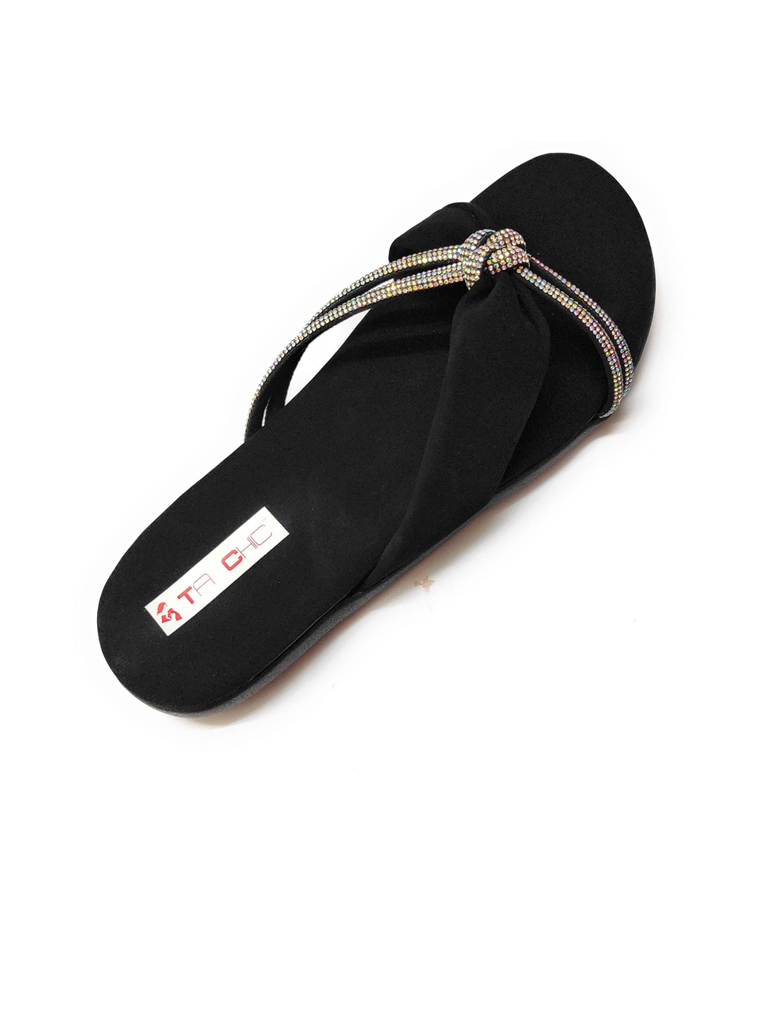 

Ta Chic Embellished Open Toe Flats, Black