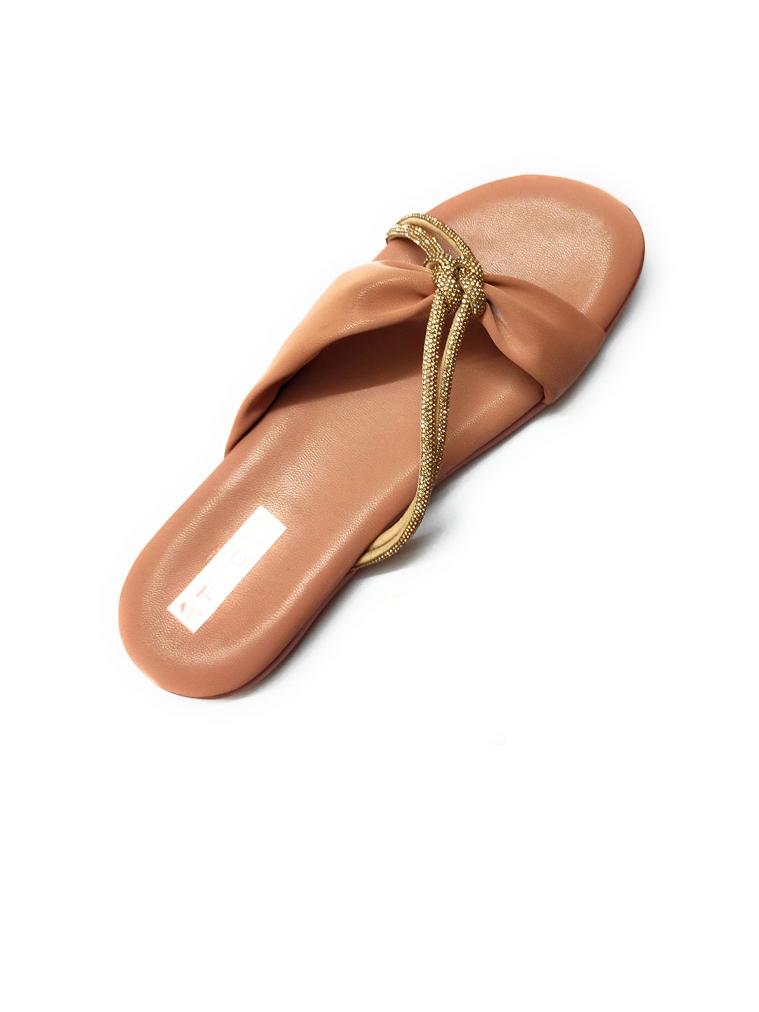 

Ta Chic Embellished Open Toe Flats, Peach