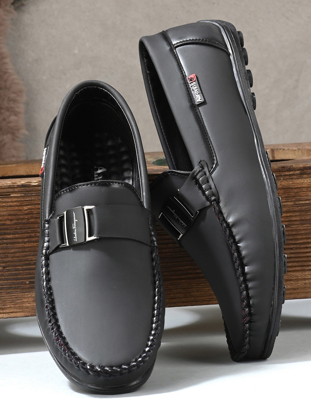 

AARAVIN'S Men Lightweight Driving Shoes, Black