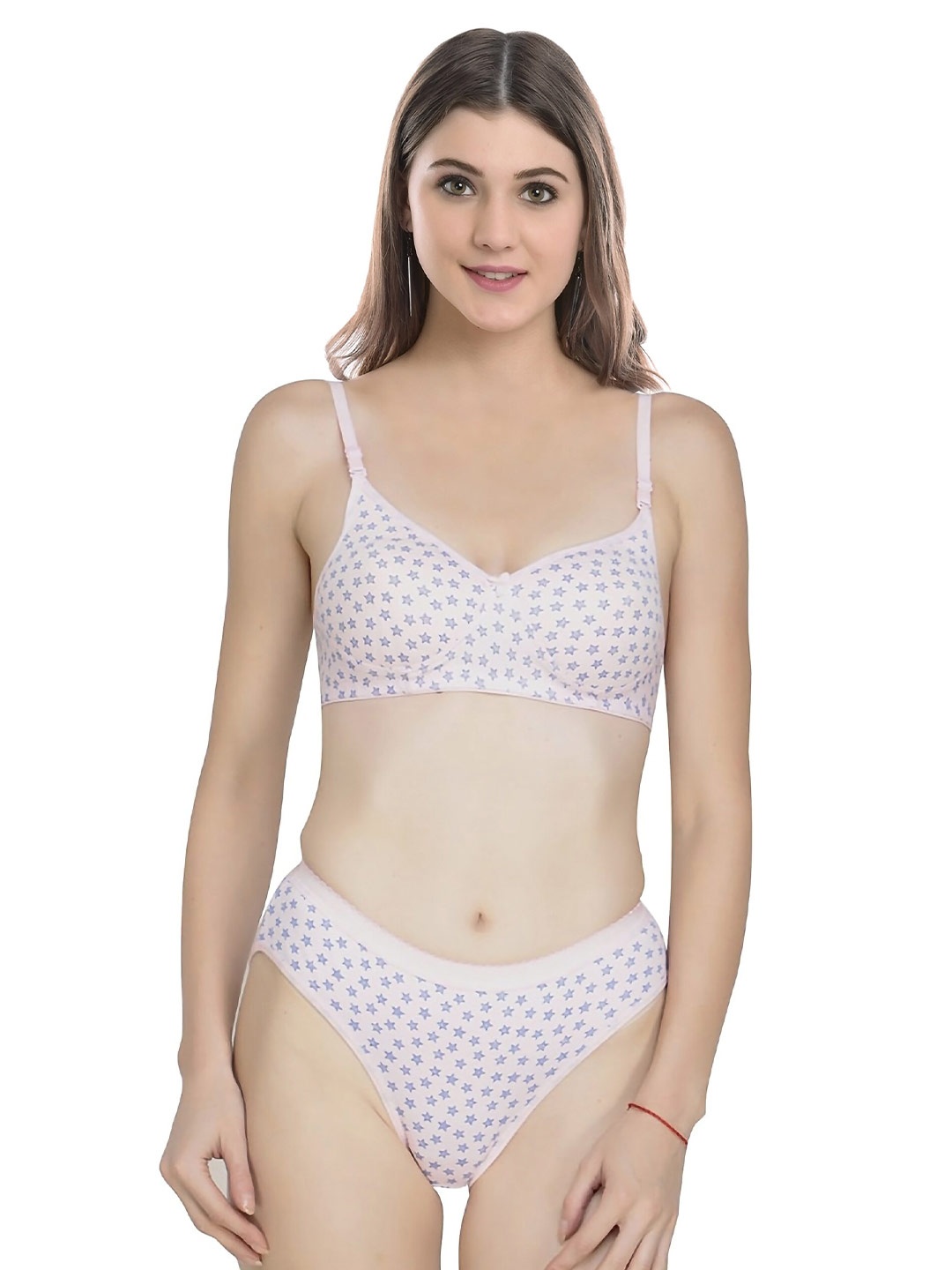 

AROUSY Printed Cotton Lingerie Set, Pink