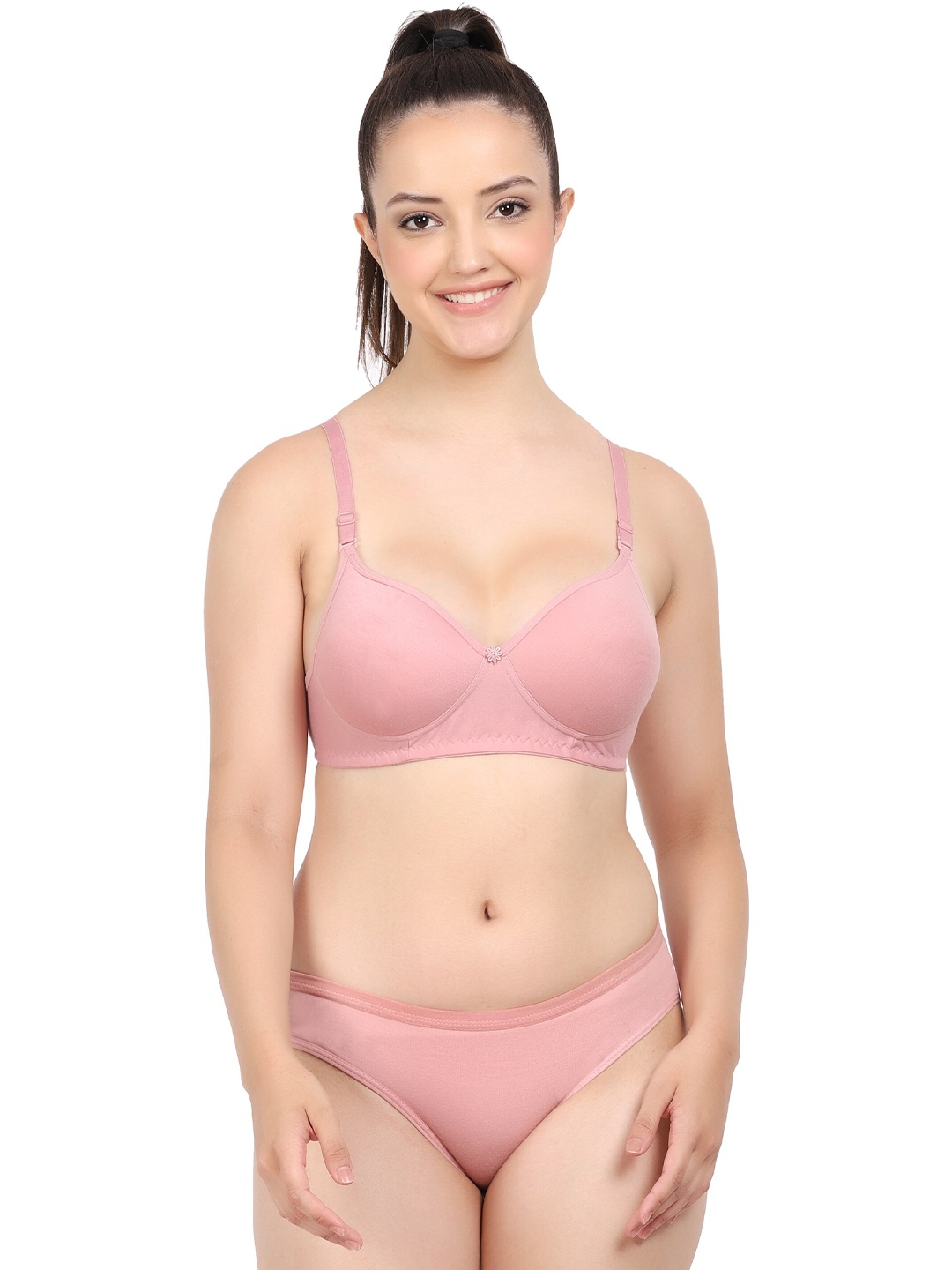 

AROUSY Cotton Briefs Lingerie Set, Pink