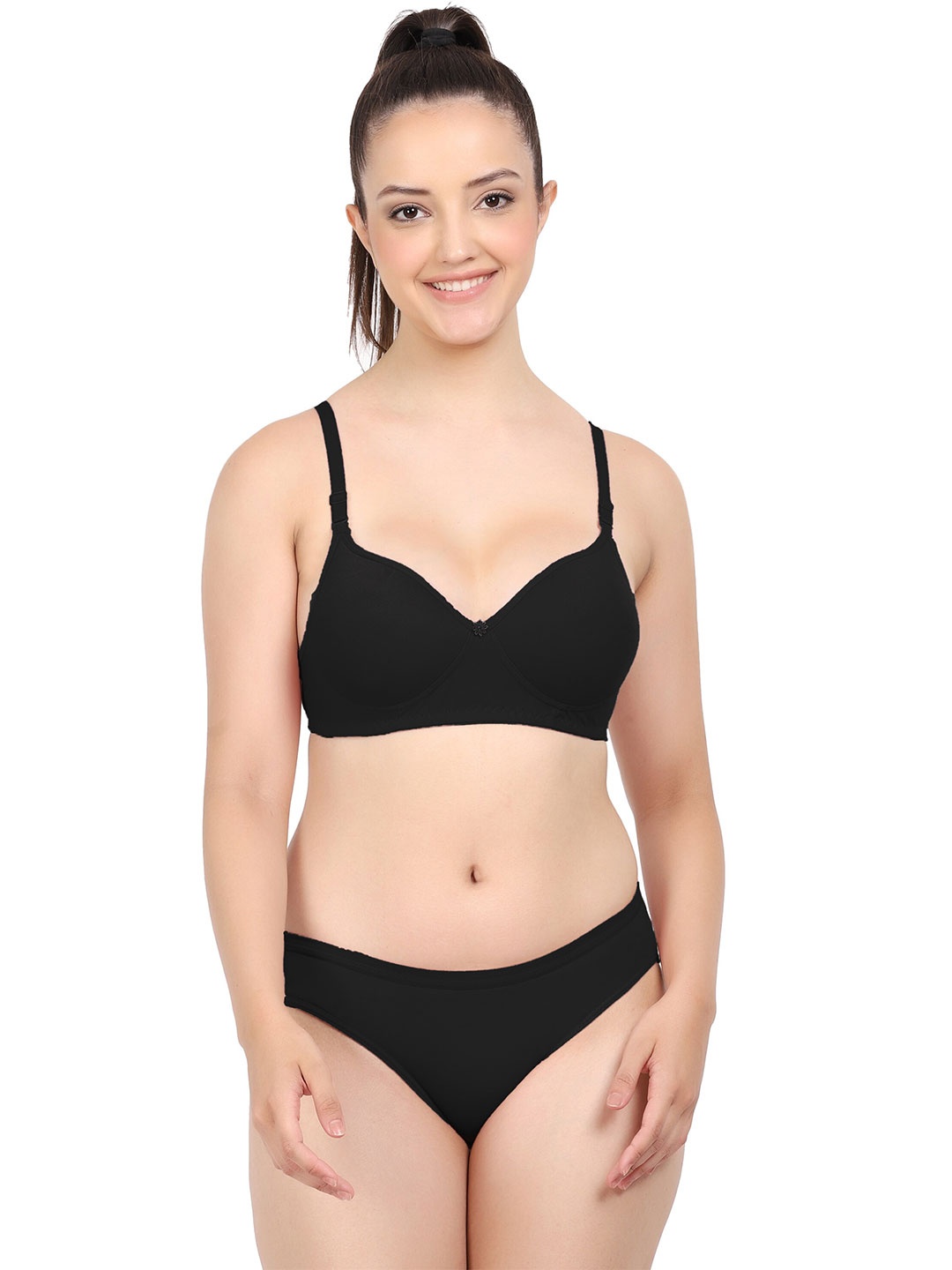 

PIBU Cotton Lingerie Set, Black