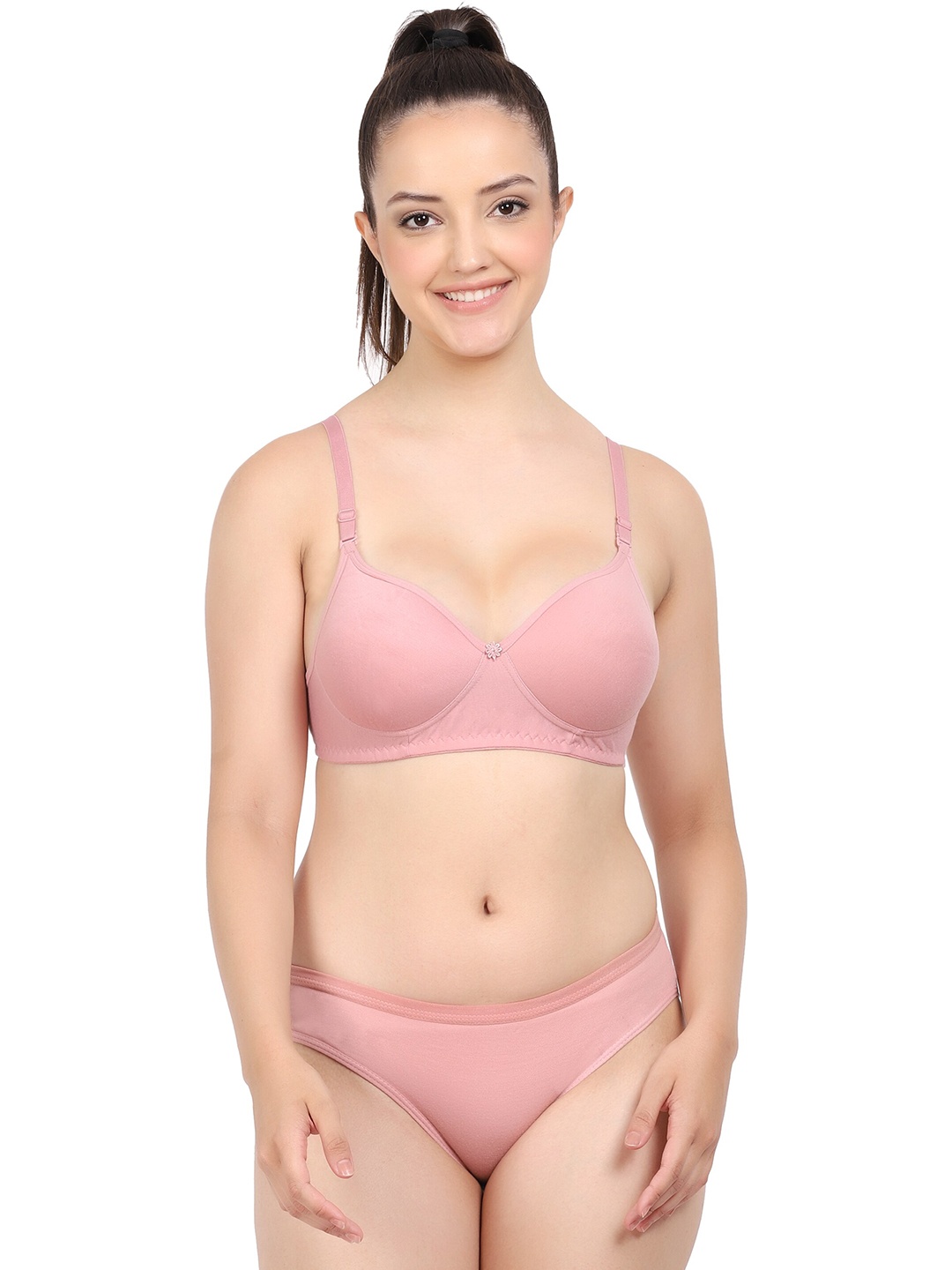 

PIBU Lightly Padded Cotton Lingerie Set, Pink